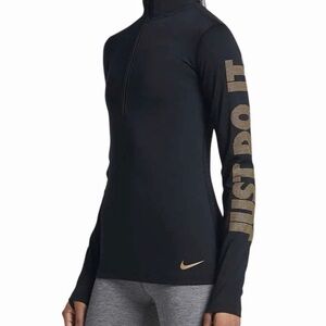 Nike Women's Black Half Zip Long Sleeve Top